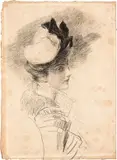 Giovanni Boldini, Testa di signora con cappello, pencil grassa on paper