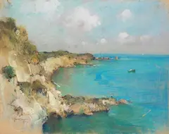 Marina by Giuseppe Casciaro, 1902, pastel on paper, offered Oct 2024
