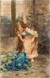 La giovane ortolana by Vincenzo Irolli, watercolour on card, offered Oct 2024
