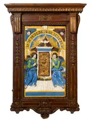 Ciborio architettonico con Angeli adoranti by Giovanni della Robbia, 1525, Bassorilievo in terracotta invetriata (policromia naturalistica), offered Oct 2024