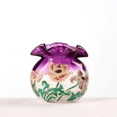 Vasetto in vetro Givré by François-Théodore Legras, 1900, Decoro policromo a fiori, offered Sep 2024