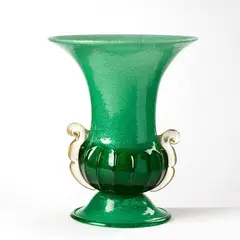 Lampada a vaso by Napoleone Martinuzzi, Vetro verde pulegoso, offered Sep 2024