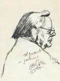 Ottone Rosai, Il preside in pensione, 1955, charcoal on paper