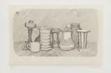 Giorgio Morandi, Natura morta con la tazzina bianca a sinistra, 1930, etching on rame on paper India incollata
