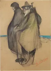 Lorenzo Viani, Viandanti, 1915, mixed media on cardboard