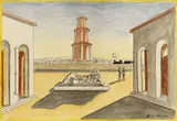 Giorgio de Chirico, Piazza d'Italia, mixed media on card
