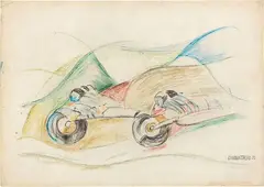 Ugo Gianattasio, Velocità di moto, 1922, pastel on paper