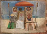 Massimo Campigli, Bagnanti sotto l'ombrellone, 1934, oil on canvas