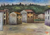 Ottone Rosai, Paesaggio, 1933, oil on cardboard
