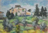 Ardengo Soffici, Paesaggio a Poggio a Caiano, oil on canvas board
