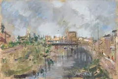 Filippo de Pisis, Il Ponte di Tiberio a Rimini, 1933, oil on canvas