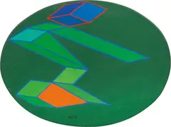 La dupla sesquiquarta by Achille Perilli, 1994, mixed media on canvas, offered Jun 2024