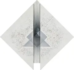 Alberto Biasi, Un rombo o una razza?, 2000, mixed media and assemblaggio on canvas tesa on panel