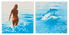 «Donna» e «Delfini» by Rotella, Piastrelle in ceramica policroma, offered May 2024