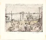 Luigi Bartolini, Lido di Venezia, etching a colori