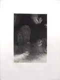 Odilon Redon, Senza titolo, lithograph on paper Cina incollata
