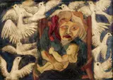 Beppe Serafini, Maternità, mixed media on cardboard