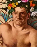 Ritratto di Aldo Busi incoronato by Livio Scarpella, 2003, oil on canvas, offered May 2024