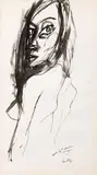 Renato Guttuso, Nudo di spalle, ink on paper
