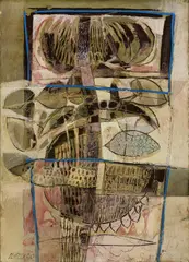 Giuseppe De Gregorio, Fiori, mixed media on card applicato on canvas