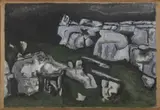 Orfeo Tamburi, Le Baux, 1959, oil on canvas applicata on faesite