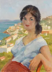 Ragazza di Ischia by Mario Borgiotti, 1959, oil on canvas, offered Apr 2024