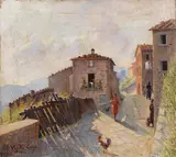 Paese nel Casentino by Valentino Ghiglia, oil on canvas, offered Apr 2024