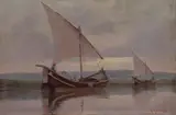 Renuccio Renucci, Navicelli, oil on compensato