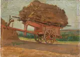Francesco Gioli, Il carro rosso, oil on tavoletta