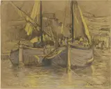 Trabaccoli (Viareggio) by Ludovico Tommasi, pastel on paper, offered Apr 2024