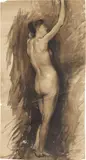 Plinio Nomellini, Nudo di spalle, gouache on paper
