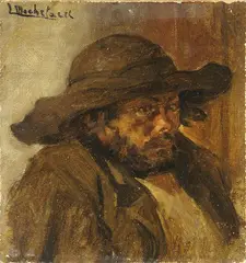 Il carbonaio by Luigi Michelacci, oil on panel, offered Apr 2024