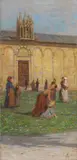 Francesco Gioli, Scorcio di Piazza dei Miracoli con figure, oil on canvas