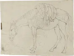 Laurent Pêcheux, Studi cavallo, pencil on paper