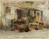 Luigi Cima, La bottega del fruttivendolo, oil on canvas