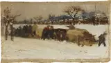 Luigi Cima, Fendineve, oil on canvas applicata on compensato