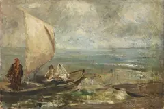 Mosè Bianchi, Imbarcadero di Chioggia, oil on canvas