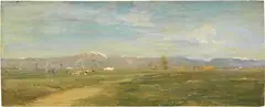 Monti in lontananza by Beppe Ciardi, 1895, oil on tavoletta, offered Apr 2024