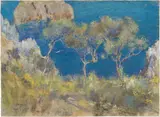 Giuseppe Casciaro, Ulivi sul mare a Capri, 1927, pastelli on paper