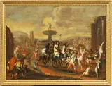 «Palio dei muli: la partenza» e «Palio dei muli: la corsa» by detto Matteo de' Pitocchi Matteo Ghidoni, oil on canvas, offered Apr 2024