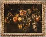 Paolo Antonio Barbieri, Natura morta con grappoli d'uva, melograni e fichi, oil on canvas