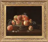 Fede Galizia, Alzata con pesche e grappolo d'uva, oil on canvas