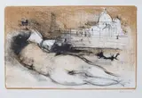 Giuseppe Ajmone, Nudo disteso a Venezia, 1988, lithograph a colori