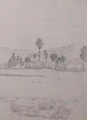Campagna by Luigi Russolo, pencil and biacca on paper, offered Mar 2024