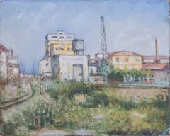 Gino Brogi, Il Serraglio, oil on canvas board
