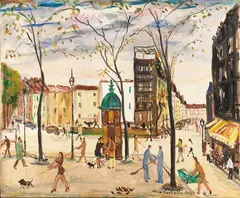 Mario Cortiello, Parigi. Place Blanche, 1972, oil and mixed media on canvas
