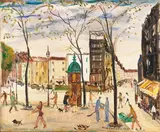 Mario Cortiello, Parigi. Place Blanche, 1972, oil and mixed media on canvas