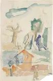 Mario Sironi, Composizione con casa, inchiostro and watercolour on paper