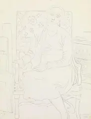 Gino Severini, Ritratto di Jeanne, 1927, pencil on paper applicata on card