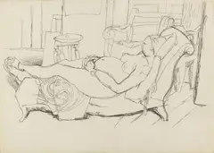 Afro Basaldella, Nudo di Maria disteso, 1944, pencil grassa on paper a mano